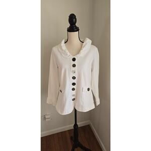 Neon Buddha White Button Down Top Jacket Size Petite Large